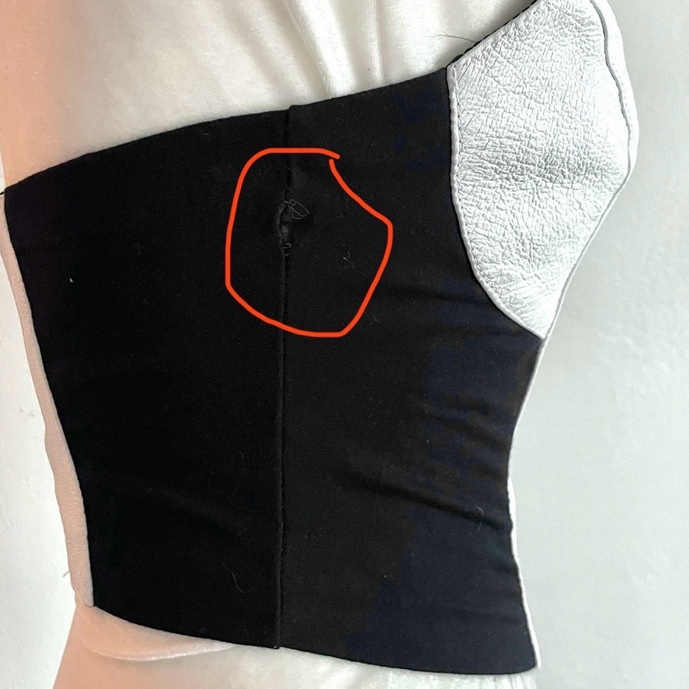 Women’s Two-Tone Halter Zip Front Top - White & Black - Picture 7 of 7